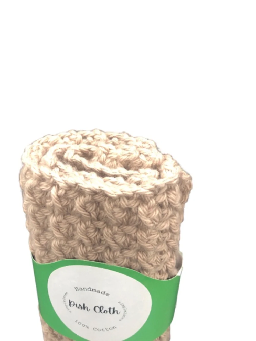 Handmade Crochet Dish Cloth, 100% Cotton Reusable Kitchen Washcloth, Khaki